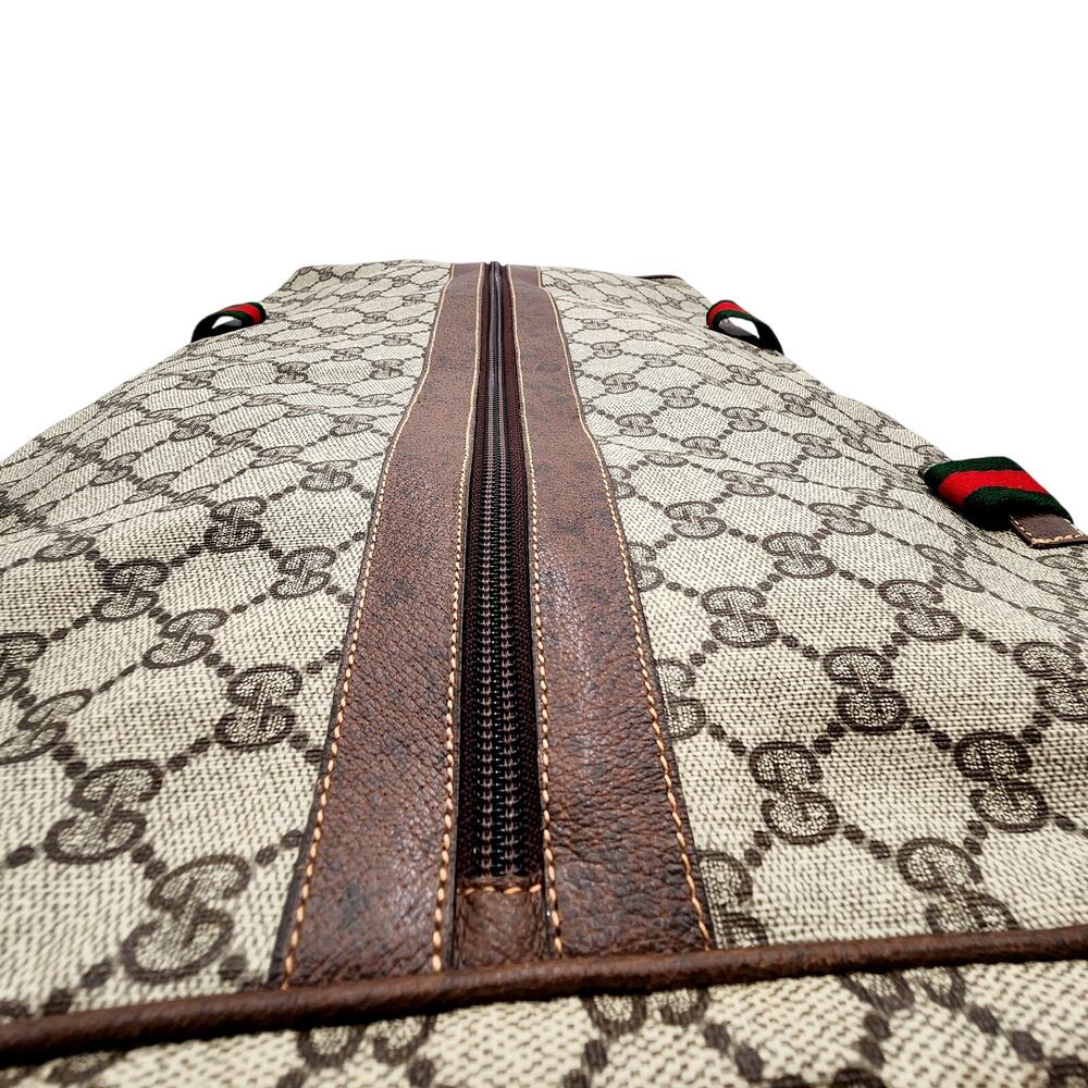 GUCCI GG SUPREME Canvas/Brown Leather Trim Folding Travel Carry VINTAGE - Picture 9 of 13